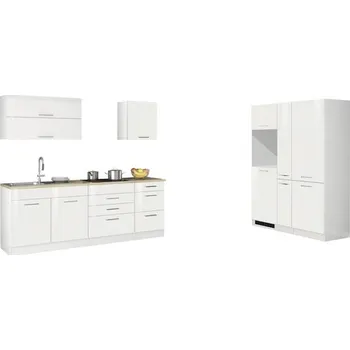 Kuchyňská linka Kuchyňská linka Held Möbel Mailand 380 cm barva čela bílá vysoce lesklé barva korpusu bílá matný