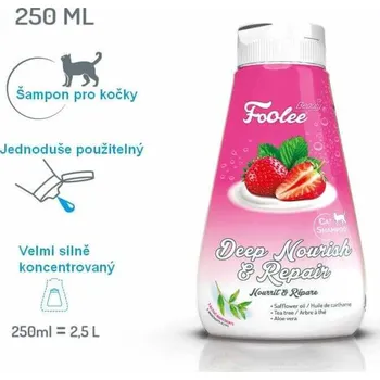 Kartáč pro zvířata Šampon pro kočky Foolee Beauty Deep Nourish & Repair s Aloe vera Objem: 250 ml