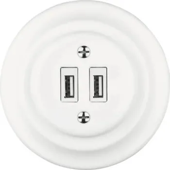 Elektrická zásuvka Porcelánová USB zásuvka Bohemia-Design K1-2USBA 2xUSB-A bílá