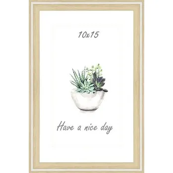 Rám na obraz Rámeček na fotku plastový světle dřevo s pruhem 10 x 15 cm