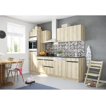 Kuchyňská linka Optifit kuchyňská linka Kaya290 270 cm barva čela divoký dub matný barva korpusu divoký dub v nesmontovaném stavu