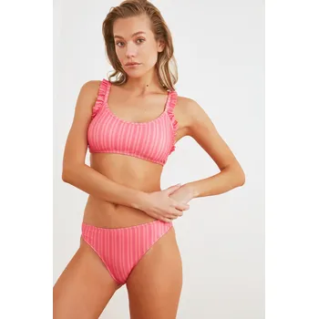 Dámské plavky Bikiny spodní díl Trendyol Striped Trendyol růžová 1513348