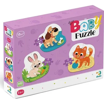 Puzzle DODO Baby puzzle Domácí mazlíčci 3v1 (2,3,4 dílků)