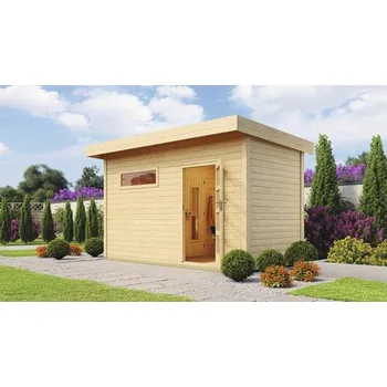 Sauna Venkovní sauna Weka Farsund bez kamen s oknem a dřevěnými dveřmi s tepelně izolačním sklem