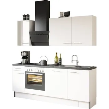 Kuchyňská linka Kuchyňský blok se spotřebiči Optifit Rurik986 210 cm barva čela leskle bílá barva korpusu bílá v nesmontovaném stavu