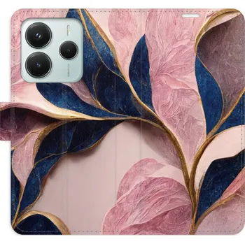 Pouzdro na mobilní telefon Flipové pouzdro iSaprio - Pink Leaves - Xiaomi Redmi Note 14 5G