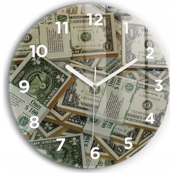 Hodiny Moderní skleněné nástěnné hodiny Americké dolary kulatý průměr 30 cm