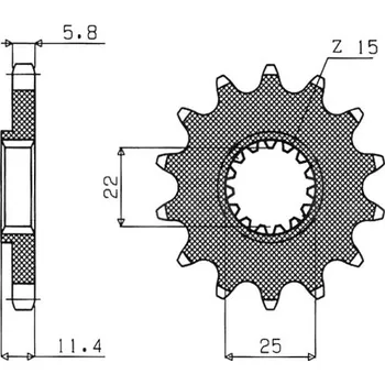 Řetězové kolečko pro sekundární řetězy typu 520, SUNSTAR (16 zubů) SUNSTAR M291-3038-16