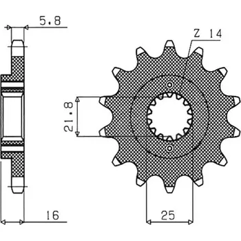 Řetězové kolečko pro sekundární řetězy typu 520, SUNSTAR (14 zubů) SUNSTAR M291-3056-14
