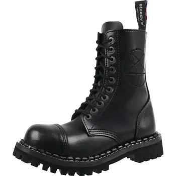Pánská zimní obuv boty kožené unisex - 10 dírkové - STEADY´S - STE/10/H_Pentagram black - 38