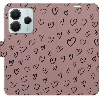 Pouzdro na mobilní telefon Flipové pouzdro iSaprio - Heart Dark 02 - Xiaomi Redmi Note 14 5G