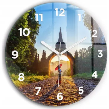 Hodiny Nástěnné hodiny Park Surat Thani Thajsko bílé ručičky kulatý průměr 60 cm