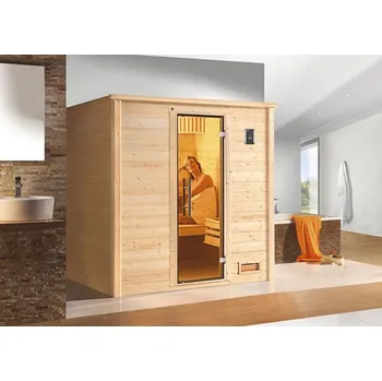 Sauna Bio sauna z masivního dřeva Weka GT vel.3 vč. 7,5kW bio kamen a digitálního ovládání a grafitově šedými celoskleněnými dveřmi