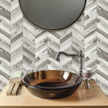 Obklad Samolepicí panel rybí kost WallTiles Premium Wood šedý 30,4 x 30,4 cm