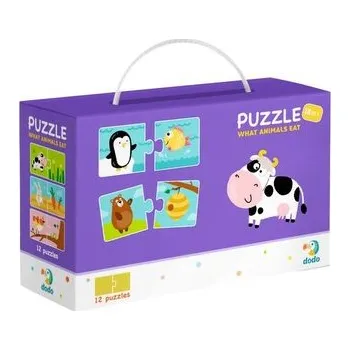 Puzzle Puzzle Duo Co jedí zvířátka -12x2 dílků