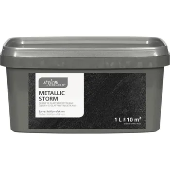 barva na zeď StyleColor Barva na zeď Metallic Storm 1 l černý se zlatými třytkami