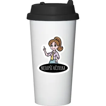 Termohrnek Cestovní termohrnek s uchem s potiskem NEJLEPŠÍ UČITELKA