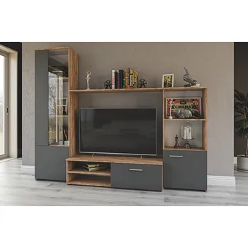 Obývací stěna Obývací stěna JUKA šedý grafit/dub craft tabaco