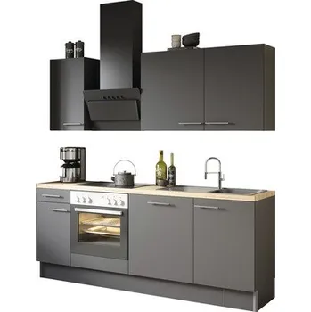 Kuchyňská linka Kuchyňský blok se spotřebiči Optifit Ingvar420 210 cm barva čela antracit matná barva korpusu antracit v nesmontovaném stavu