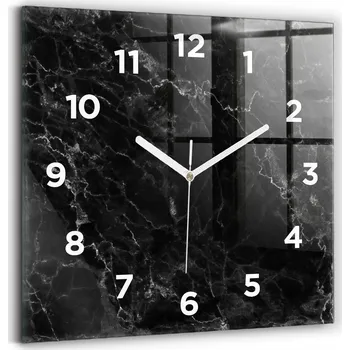 Hodiny Skleněné hodiny s motivem, ozdobné nástěnné, šedé, 30x30 cm