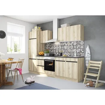 Kuchyňská linka Optifit kuchyňská linka se spotřebiči Kaya290 270 cm barva čela divoký dub matný barva korpusu divoký dub v nesmontovaném stavu