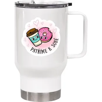 Termohrnek Cestovní termohrnek s uchem s potiskem KAFE A DONUT