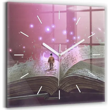 Hodiny Skleněné hodiny s motivem na zeď Tiché ručičky Kuchyně Abstrakce kniha