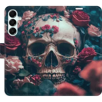 Pouzdro na mobilní telefon Flipové pouzdro iSaprio - Skull in Roses 02 - Samsung Galaxy A16 5G