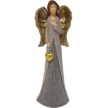 Vánoční dekorace Anděl šedý zlatá křídla