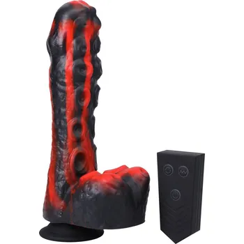 Dildo Doc Johnson Fort Troff Tendril Thruster Red Black, silikonový přirážecí vibrátor s přísavkou a dálkovým ovládáním 21,6 x 5,1 cm