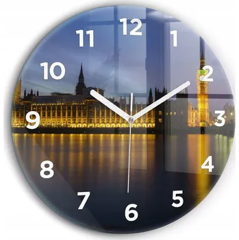 Hodiny Skleněné nástěnné hodiny se stylovým potiskem Palác Winchester Londýn fi60 cm