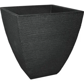 Květináč Květináč s rýhováním Geli plastový 40 x 40 x 42 cm antracit