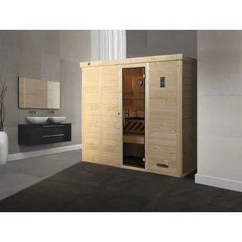 Sauna Bio sauna z masivního dřeva Weka Kemi GT vel.5 vč. 7,5kW bio kamen a digitálního ovládání a grafitově šedými celoskleněnými dveřmi