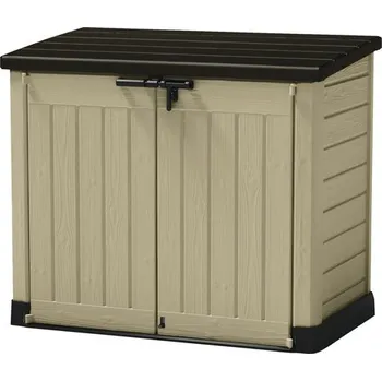 Zahradní úložný box Přístřešek na popelnice KETER Store-It-Out plastový 146 x 82 x 125 cm hnědý/béžový