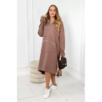 Dámské šaty Zateplené šaty s kapucí mocca Kesi hnědá 3094405