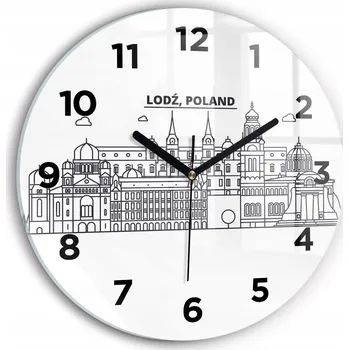 Hodiny Moderní skleněné nástěnné hodiny Loď architektura panorama kulatý průměr 30 cm