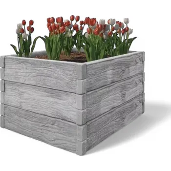 Vyvýšený záhon Betonový vyvýšený záhon 100 × 100 × 75 cm - šedá imitace dřeva