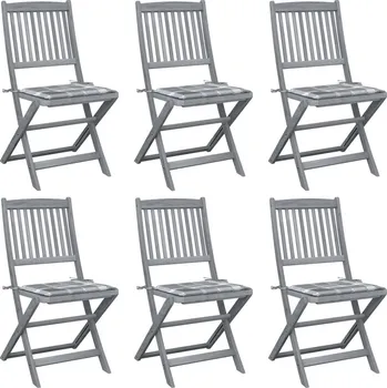 OMAXI Skládací zahradní židle s poduškami 6 ks masivní akáciové dřevo 296974