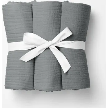 látková plena Mušelínová plena/dečka Nature MSN-062 Šedá - ZVÝHODNĚNÁ SADA 3 KS 120x120 cm - Sada 3 ks