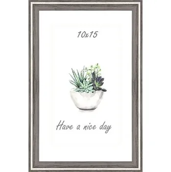 Rám na obraz Rámeček na fotku plastový tmavé dřevo s pruhem 10 x 15 cm