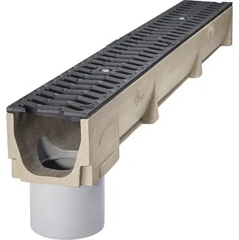 Žlab PB Stora Self DN 100, 120x100x1000 mm, spodní odtok Ø110, litinový rošt