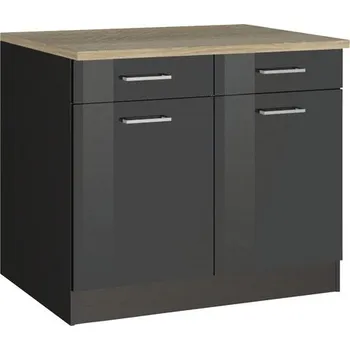 Kuchyňská skříňka spodní s šuplíkem a dvířky Held Möbel Mailand 100 x 60 x 85 cm šedá vysoce lesklé šedá matný