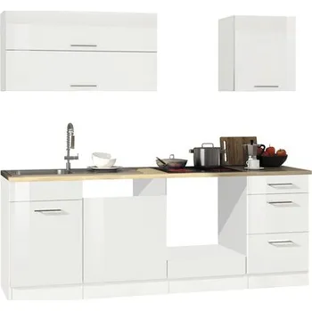Kuchyňská linka Kuchyňský blok Held Möbel Mailand 220 cm barva čela bílá vysoce lesklé barva korpusu bílá matný