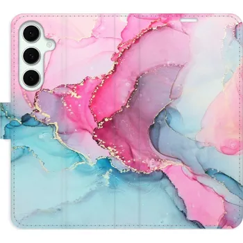 Pouzdro na mobilní telefon Flipové pouzdro iSaprio - PinkBlue Marble - Samsung Galaxy S24 FE