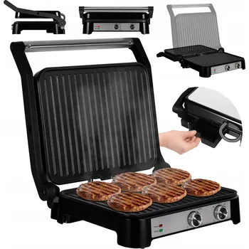Kuchyňský gril Kontaktní, panini, skládací elektrický gril Zeegma GRILL CHEF BASE CONTROL černý 2000 W
