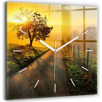 Hodiny Skleněné hodiny s motivem Dekorativní nástěnné Mlha za úsvitu