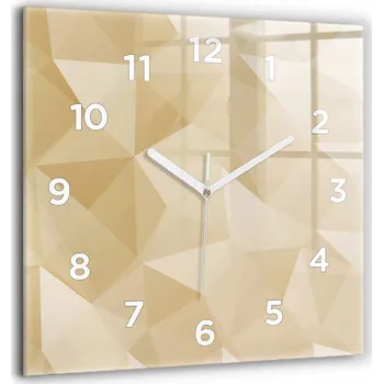 Hodiny Velké Skleněné Hodiny s potiskem Nástěnné Tiché ručičky Trojúhelníky abstrakce