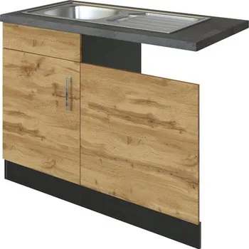 Kuchyňská skříňka Kuchyňská skříňka s dřezem Held Möbel Sorrento 110 x 60 x 86 cm dub světlý matný šedá matný