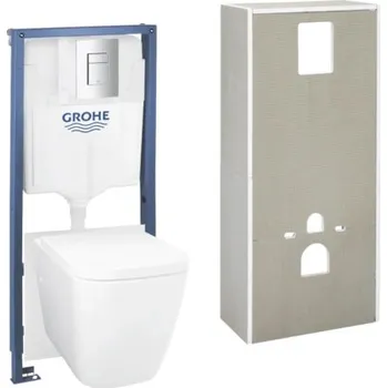 Klozet Závěsné WC set GROHE Solido Clova Ceramic bez splachovacího kruhu vč. WC prkénka 36535000