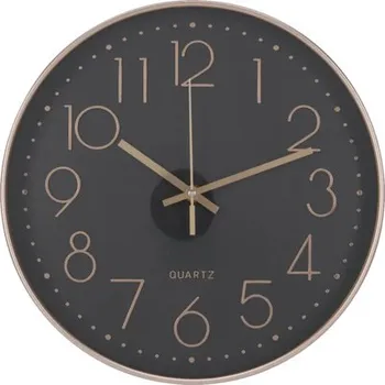 Hodiny Nástěnné hodiny sklo / měď černé Ø30 cm